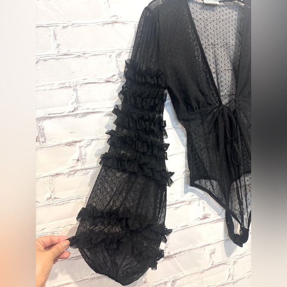 Free People Intimately Love Again Mesh Bodysuit – Black, Size XS - Picture 5 of 7